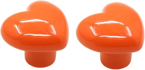 2pcs Orange Drawer Knob Ceramic Cabinet Knobs Kids Room Handle Pull Heart Shape for Toy Organizer Box Bookcase Dresser Drawers in Saudi Arabia
