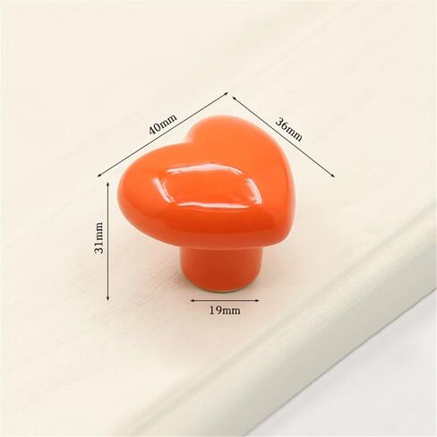 2pcs Orange Drawer Knob Ceramic Cabinet Knobs Kids Room Handle Pull Heart Shape for Toy Organizer Box Bookcase Dresser Drawers in Saudi Arabia