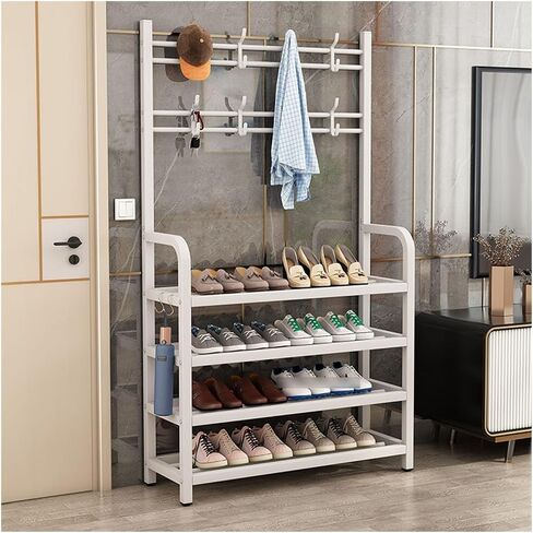 Coat Rack Stand Clothes Rack Stand, Garment Racks, Clothing Hat Shoe Handbag Scarves Organizer, Bedroom Entryway Hall Cloakroom Storage Hanger, Shelves(White,60x27x170CM/23.63x10.63x66.93in) in Saudi Arabia