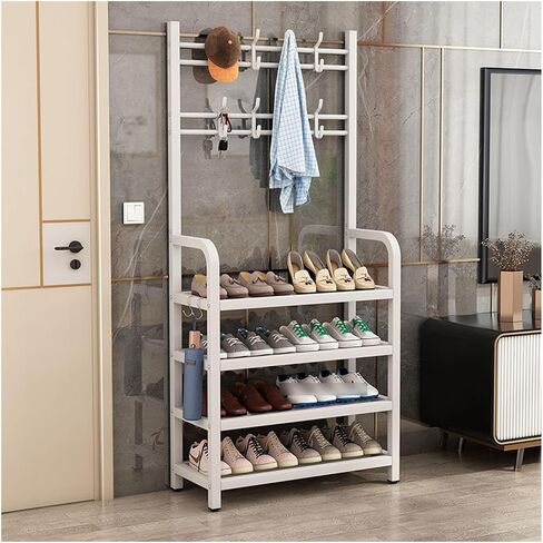 Coat Rack Stand Clothes Rack Stand, Garment Racks, Clothing Hat Shoe Handbag Scarves Organizer, Bedroom Entryway Hall Cloakroom Storage Hanger, Shelves(White,60x27x170CM/23.63x10.63x66.93in) in Saudi Arabia