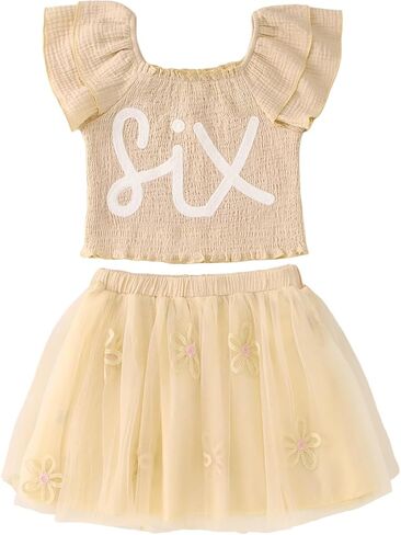 Sofeon Toddler Girl Girl Onderfit Flower Flower Thank Tank Top Tutu Skirt 2-7t Birthday Party Flower Tulle Skirt Set in Saudi Arabia
