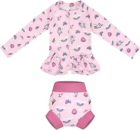 Moomoo Baby Rash Guard Swimsuit مجموعة حفاضات للسباحة قابلة لإعادة الاستخدام in Kuwait