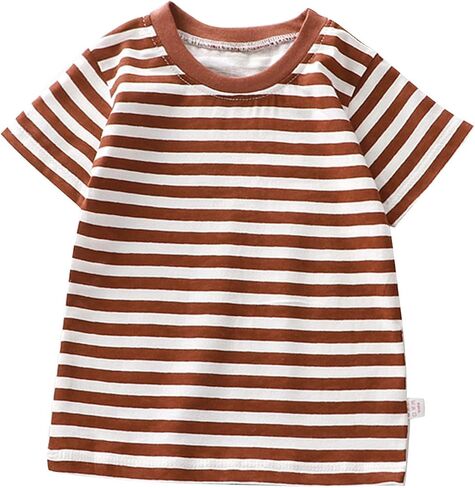 Summer Children's Short Sleeved T Shirt Pure Cotton Boys Girls Single Baby Base Shirt Striped Multi Shirt Clothes in Saudi Arabia