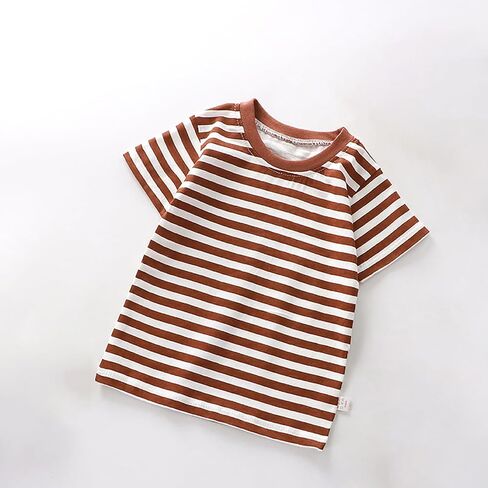 Summer Children's Short Sleeved T Shirt Pure Cotton Boys Girls Single Baby Base Shirt Striped Multi Shirt Clothes in Saudi Arabia