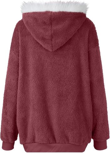 السترات الشتوية للنساء الكامل zip up fuzzy freece stacke stacke block block cardigan معاطف كارديجان مع جيوب in Kuwait
