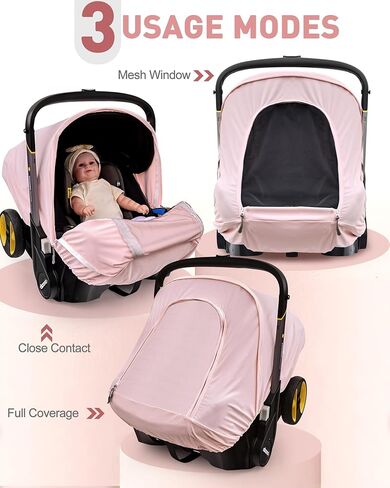 غطاء مقعد سيارة الصيف المتوافق مع مقعد سيارة دوونا وعربة عربة ، ومظلة مقعد السيارة المقاومة للشمس للتنفس للفتيات ، مناسبة لاستخدام الربيع/الصيف/الخريف (الوردي) in Kuwait