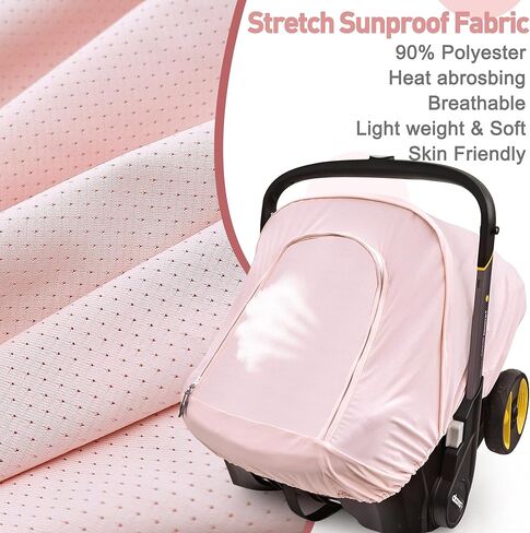 غطاء مقعد سيارة الصيف المتوافق مع مقعد سيارة دوونا وعربة عربة ، ومظلة مقعد السيارة المقاومة للشمس للتنفس للفتيات ، مناسبة لاستخدام الربيع/الصيف/الخريف (الوردي) in Kuwait