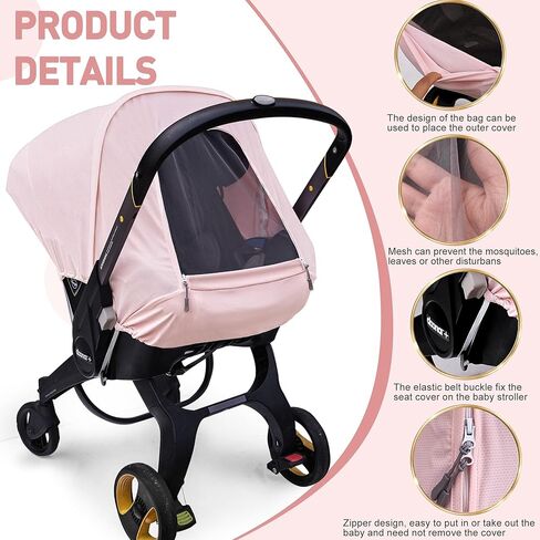 غطاء مقعد سيارة الصيف المتوافق مع مقعد سيارة دوونا وعربة عربة ، ومظلة مقعد السيارة المقاومة للشمس للتنفس للفتيات ، مناسبة لاستخدام الربيع/الصيف/الخريف (الوردي) in Kuwait