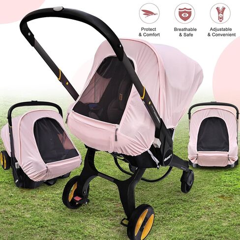 غطاء مقعد سيارة الصيف المتوافق مع مقعد سيارة دوونا وعربة عربة ، ومظلة مقعد السيارة المقاومة للشمس للتنفس للفتيات ، مناسبة لاستخدام الربيع/الصيف/الخريف (الوردي) in Kuwait