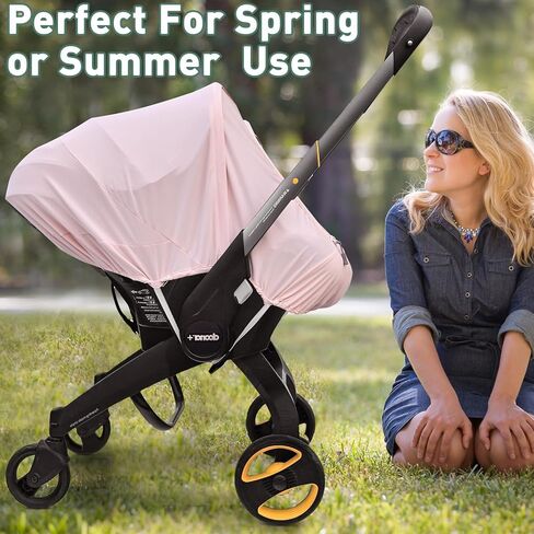 غطاء مقعد سيارة الصيف المتوافق مع مقعد سيارة دوونا وعربة عربة ، ومظلة مقعد السيارة المقاومة للشمس للتنفس للفتيات ، مناسبة لاستخدام الربيع/الصيف/الخريف (الوردي) in Kuwait