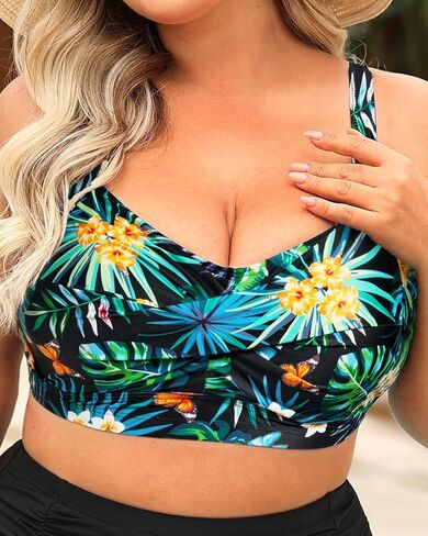 Daci Women Plus Size Push up Bikini Top Only Full Coverage Swimsuit Tops Twist Front Longline Bathing Suit Bra for Large Bust in Kuwait