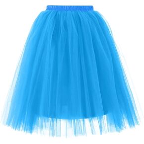 Womens Underskirts for Cosplay Elastic Ruffle Tutu Skirt Party Tulle Elegant Midi Skirt Lightweight A-Line Petticoat