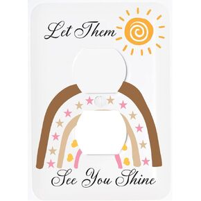 You are My Sunshine Boho Sun and Rainbow Girls Light Switch Plate and Outlet Covers Bohemian Wall Plate Nursery Decor (Outlet Cover)