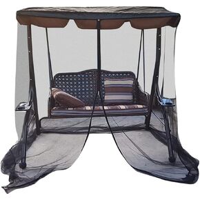 Patio Swing Mosquito Netting Polyester Mesh Screen with Zipper Opening Outdoor Swing Chair Mosquito Net for Patio 2 Person