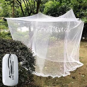 Outdoor Camping Mosquito Net, Large Size White Mesh Insect Netting for Camping, Picnic, Outdoor Trips (No-Opening 83"x79"x71")