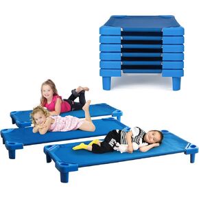 Fireflowery Toddler Cots for Sleeping, Stackable Cot Bed, Daycare Furniture w/Easy Lift Corners, Great for Preschool Classroom, Home, Pack of 4