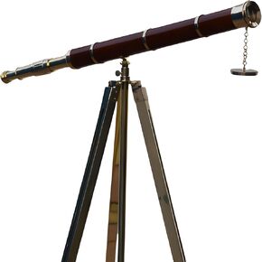 Floor Standing Brass/Wood Griffith Astro Telescope, 50", Brass