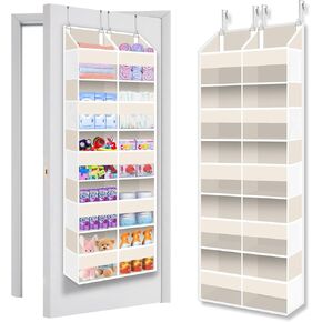 Heavy Duty Over The Door Organizer 5 Tier, Extra Large Behind Door Storage of 10 Compartments, 80 lb Weight Capacity, Hanging Hidden Doors Storage Organizer for Bathroom Closet Nursery Bedroom, Beige