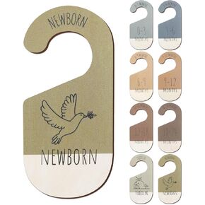 Baby Closet Dividers for Clothes Organizer - Set of 8 Wooden Double-Sided Baby Clothes Size Dividers form Newborn to Toddler for Daily Gender-Neutral Baby Nursery Decor
