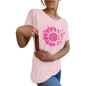 Heevina Women Nursing Shirts for Breastfeeding Side Zip Crewneck Tshirt Hidden Zippers Maternity Nursing Tops