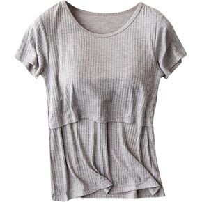 Womens Nursing Tops for Breastfeeding Soft Maternity Shirt Short Sleeve Comfy Pregnancy Clothes Lounge Blouse