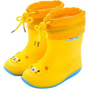 Kids Rain Boots for Girls Boys Waterproof Toddler Cute Cartoon Insulated Rubber boots with Snow Shoes for Kids