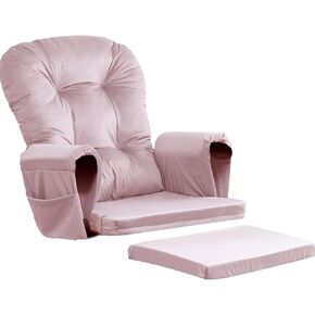 5PCS Glider Rocker Replacement Cushions Thick Soft Velvet Glider Cushions Replacement Set with Ottoman Cushion and Storage Pockets, Gray