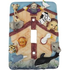 تابوت Noah's Ark مطلية تمامًا غطاء مفتاح الإضاءة لغرفة نوم الأولاد ، ديكور حضانة Safari ، 4 3/4 بوصة