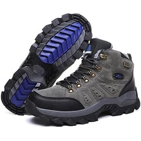 Winter high-top Hiking Shoes Plus Cotton Warm Couple Models Outdoor Casual Shoes Plus Velvet Snow Boots Leather Used to Protect Your feet (Color : Grey, Size : 8)