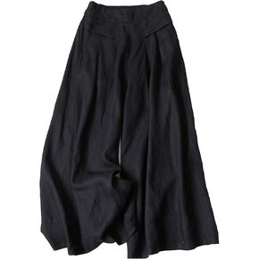 Women's Drawstring Elastic Waist Linen Blend Pants Loose Fit Palazzo Pants Beach Wide Leg Trouser with Pockets