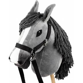 Hobby Horse - Realistic Grey Horse Head for Hobby Horsing Competitions, Large Size with Baton