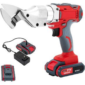 21V Electric Metal Shear, Speed Swivel Head Electric Metal Cutter Shear, Cordless Tin Snips for Cutting Metal Sheet Iron, Aluminum, Stainless Steel, with 2 Lithium Battery, 600W, 1300r/min