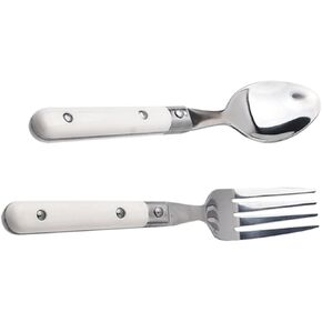 ERINGOGO 2Pcs Stainless Steel Fork and Spoon Handle Cutlery for Utensils to Encourage Self Feeding and Motor Skills