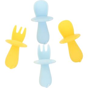 TOYANDONA 1set Tableware Soft Forks Spoons for Eating Training Safe Bendable to Eat Independently 2pcs