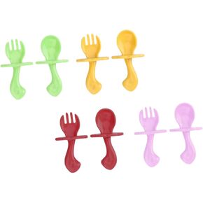 4 Set Eating Training Spork Set Ergonomic Safety Design Comfortable Grip Durable Material Easy to Clean for Boy Girl Random Color Random Color