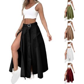 2 Piece Skirt Sets For Women Trendy Solid High Slit Skirt And Crop Tank Top Summer Outfits High Waist Maxi Skirt Sets