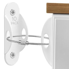 Guirnd 6 Pack Furniture Anchors, Anti Tip Furniture Anchors for Baby Proofing, Metal Earthquake Straps Furniture Straps Wall Anchor for Dresser and Bookcase (White)