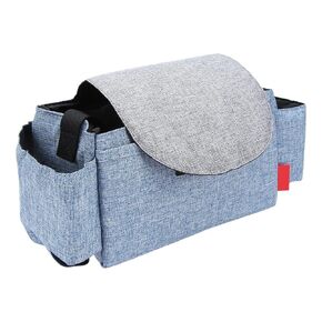 Baby Stroller Hanging Bag, Multi Functional Diaper Bag with Adjustable Strap, Large Capacity Stroller Organizer for Baby Bottles, Diapers, Wipes (Denim Blue)