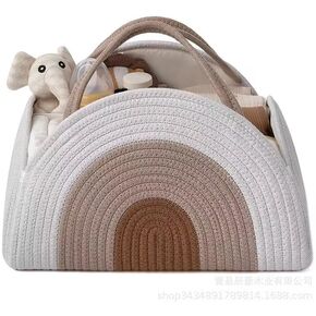Weaving Baby Diaper Basket Handbag Mommy Bag Cotton Rope Weaving Basket