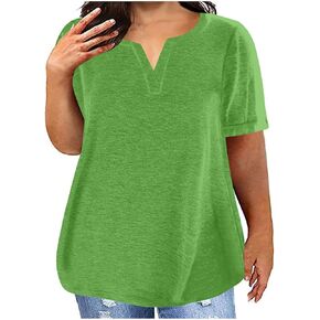 Plus Size Tops for Women Dressy Casual V Neck Short Sleeve Summer Shirts Blouses Loose Fit Oversized Basic Tee Shirts