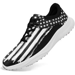 Patriotic Spikeless Golf Shoes for Men, Women's Breathable Golf Sneakers with American Flag Designs Sports Walking Footwear