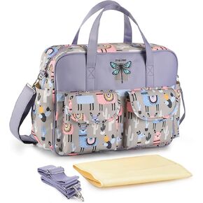 Lightweight Large Capacity Diaper Bag Tote,Travel Nappy Changing Bag Satchel Messenger Mummy Bag with Changing Mat