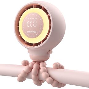 Dreamegg Portable Stroller Fan - 4000mAh Rechargeable Baby Stroller Fan With LED Display, Night Light, Hidden Blade, Detachable 4 Speed 360°Rotate, Handheld Cooling for Crib,Travel, Car Seat, Bedroom