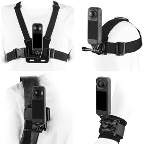 مجموعة الملحقات لـ Insta 360 X5 x4 ، حزام حزام الحزام الحاصل على رأس الصدر ، حزام مشبك ، محول 360 درجة + إصدار سريع لـ Insta360 واحد X5 x4 × 2 x2 × حزمة الكاميرا