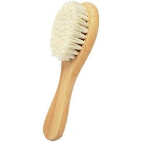 Natural Wooden Handle Soft Press Baby Hairbrush and Super Soft Goat Hair Suitable for Newborns and Children's Natural Wooden Han - (Color: Red)