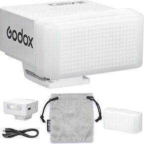 Godox IM20 Mini Flash with Diffuser for Canon, Nikon, Sony, Fuji, Olympus Single-Contact Hotshoe Cameras – Built-in USB-C Charging Battery, 230 Flashes, 5-Level Power Adjustment, Black