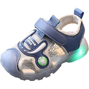 Toddler Boys Light Up Sandals Closed Toe Breathable Non Slip Kids Girls Beach Sandals Soft Sole Summer Outdoor