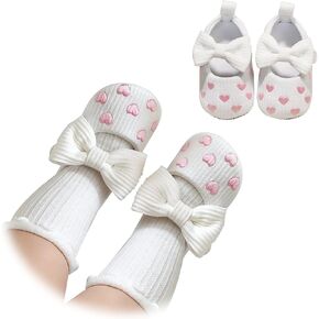Baby Girl Shoes Newborn Infant Toddler Girls First Walker Cirb Dress Shoes Non Slip Soft Mary Jane Flats with Bowknot