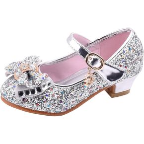 Girls Dress Shoes Princess Shoes for Toddler Little Girl Mary Jane Low Heels Glitter Flower Party Wedding Footwear