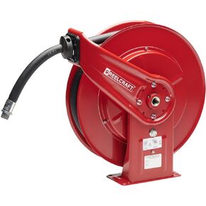 Reelcraft F7925 OLP Spring Retractable Fuel Hose Reel, 3/4" x 25', 250 Psi, Fuel Hose Included, Red